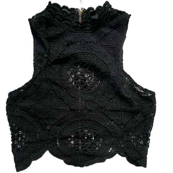 Windsor Black Lace Zip Up Top EUC L - Picture 8 of 9